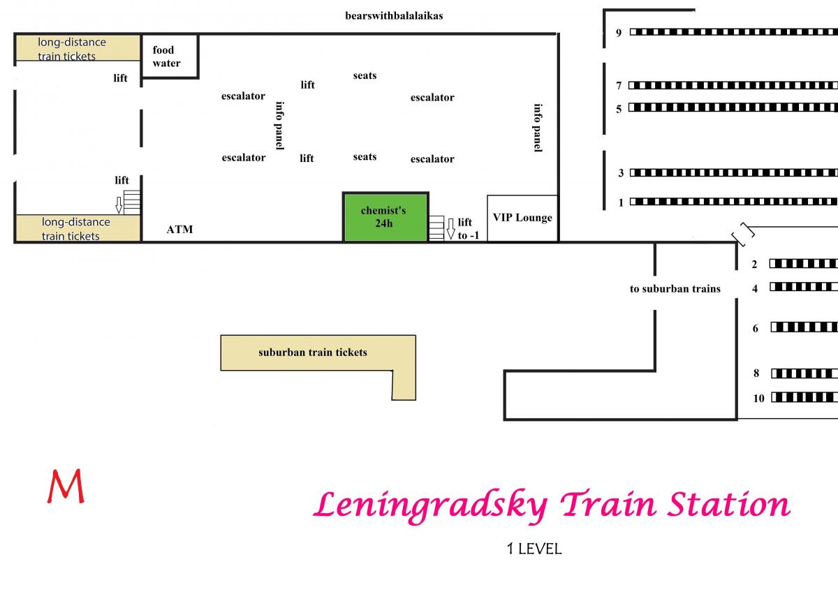 نقشہ کے Leningradsky اسٹیشن ماسکو