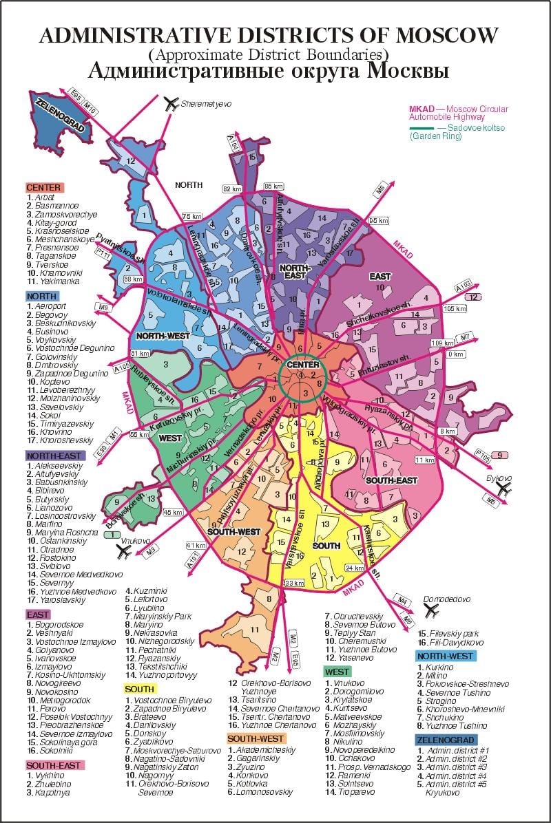 نقشہ کے ماسکو / arrondissement