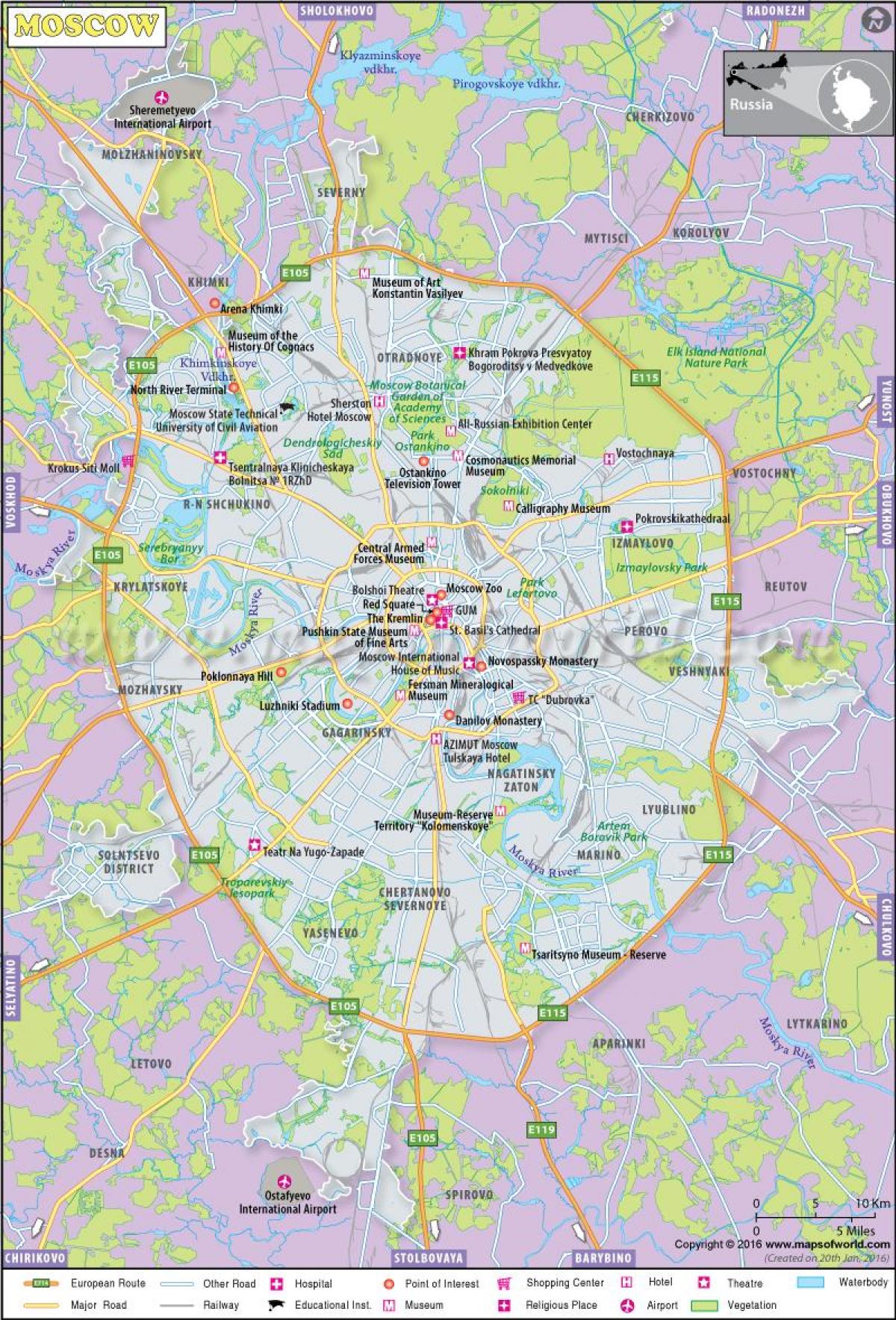 ماسکو کے ایک نقشے پر
