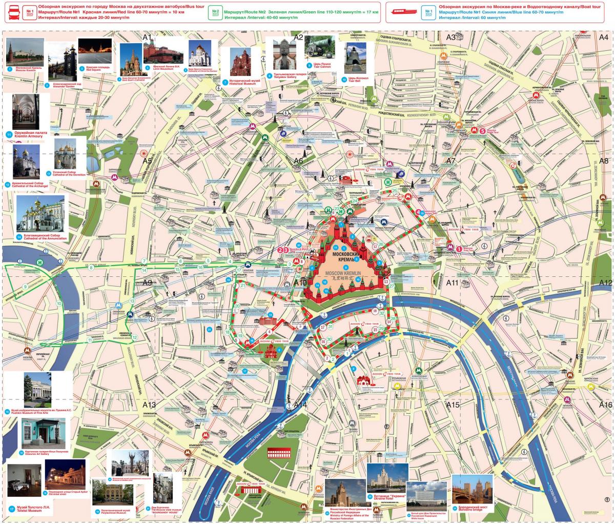 ماسکو ہاپ پر ہاپ آف بس روٹ کا نقشہ